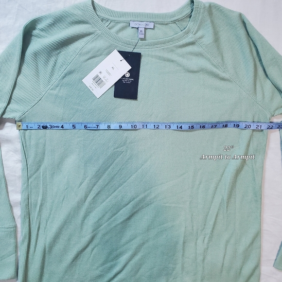 Ocean And Coast Womens XL  Green Waffle Knit Thermal Pajama Top Shirt - Picture 3 of 7